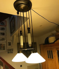 Esstisch- Deckenlampe (Zug-)Pendelleuchte Berliner Messing 2-flammig verstellbar