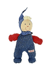 Sigikid Nuckelpit Frottee Stoffpuppe Plüsch Wichtel Blau Rot ca 24 cm Vintage