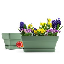 3x Blumenkasten Balkon Pflanzkasten 39 cm aus bruchfestem Kunststoff in Olivgrün