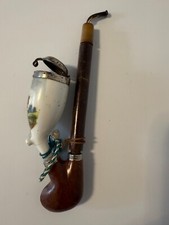 antike Pfeife „Porzellan Hirsch“, ca. 20 cm Gesamtlänge