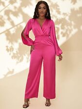Damen Overall Jumpsuit Pink Rosa Satin dehnbar Gr M 38 Neu