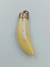 Vintage Anhänger mit Tierzahn und Messingfassung