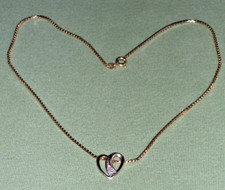 Kette Collier mit Herz Anhänger 585er 14k Karat Gold 6g Halskette