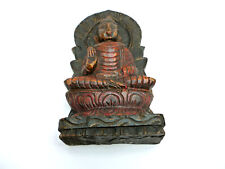 Buddha Relief Wandrelief Indien Holz handgeschnitzt Sitzender Buddha Shiva 22 cm