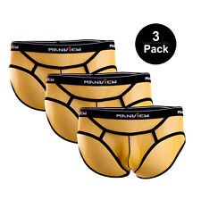 Herren Slip transparent Gelb 3 Pack Brief Unterhose Unterwäsche sexy Dessous Neu
