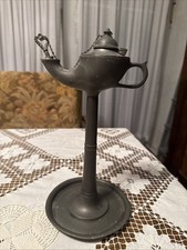 Antike Öllampe aus Zinn mit