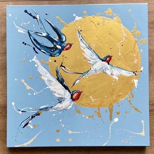 Schwalben und goldener mond - schwalben,