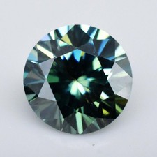 Top Qualität 1,15 ct runder 6 mm bläulich grüner Moissanit atemberaubender...