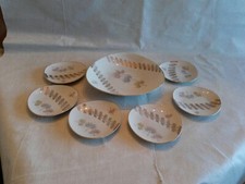 Gebäck- Konfektschale 1 Anbietschale Goldrand mit 6 Schälchen 50/60er Jahre