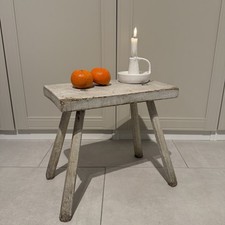 Alte kleine Bank Bänkchen Tisch Hocker Schemel Shabby Chic / L37 B22 H35 cm