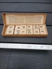 Dachbodenfund: Altes Spielzeug DOMINO Buchstabendomino um 1930 unbespielt Pappe