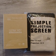 LED Projektor Beamer Ultra HD  mit 150inch Leinwand