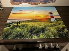 Herdabdeckung Glas Nordsee 2teilig