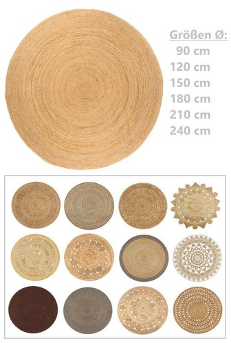 Rund jute teppich natur - teppich,