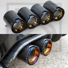 4 x BMW M2/M3/M4/M5 MP verbrannt blau Kohlefaser Auspuffspitzen F87/F80/F82/F83/F10