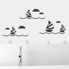  Wandtattoo Segelboot Set