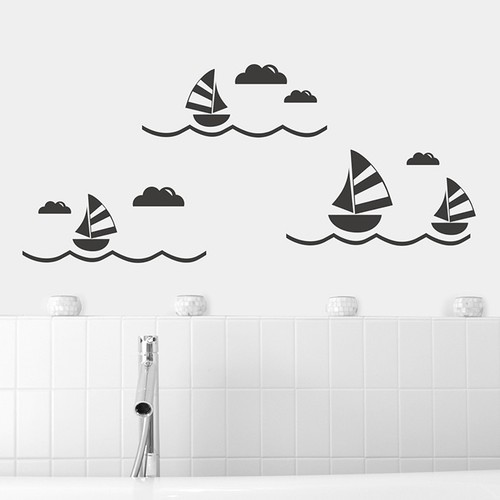 Wandtattoo segelboot set - ,