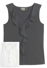 2 Damen Top Volant Shirt weiß feminin Style 95% Baumwolle Größe 36 - 58 neu 9042