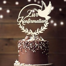 Tortendeko Konfirmation, Cake Topper Zur Konfirmation aus Holz, Torte Deko, K...