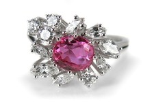 Ring Pink Saphir 1,5ct + 21 Diamanten 0,95ct E-F IGI Gutachten [BRORS 16685]