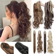 Klammer on Haarteil Zopf Pferdeschwanz Haarverlängerung Echt Lang  Dick Ponytail