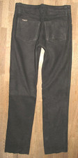 lange - LINUS - Herren- LEDERJEANS / Nubuk- Lederhose in schwarz in W30 / L34
