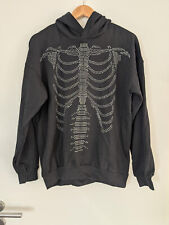 H&M Mädchen Jungen Hoodie schwarz Skelett  aus Metall silber schwarz Gr.164