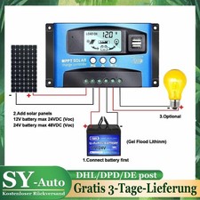 100A MPPT Solar Laderegler Ladegerät Controller Panel Regler 12-24V Daul USB LCD