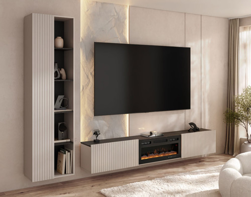 Wohnwand ledivo mit kamin - wohnwand,