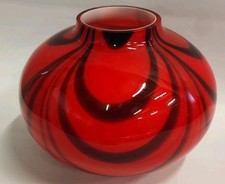 Vintage Glasvase Rot Schwarz Höhe ca. 16 cm Durchmesser ca.21 cm