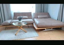 ❗️KIONOR Sofa Ecksofa Echtleder massiv Wildeiche Beige Couch TOP