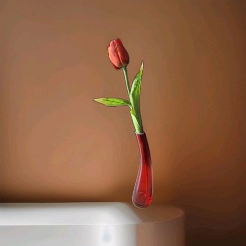 Einblumenvase rot mit