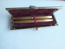 Vintage altes Schreibset Füller + Kugelschreiber - vergoldet  mit Etui - MG 31