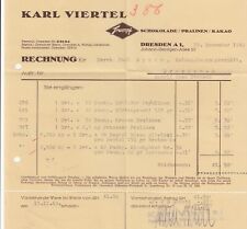 DRESDEN, Rechnung 1940, Karl Viertel Trumpf Schokolade Pralinen Kakao