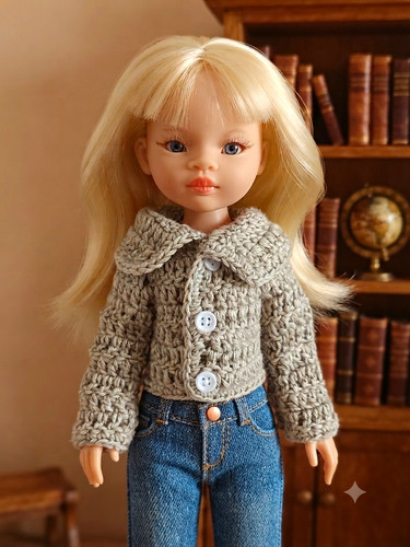Gehäkelt puppenjacke beige - gehäkelt,