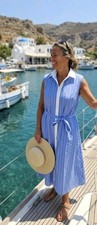 Damen Blusenkleid Gestreift