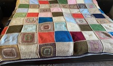 Patchwork Landhaus Häkeldecke Bettüberwurf Tagesdecke Handarbeit mehrfarbig Neu