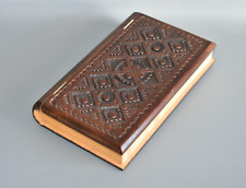 Neretva Holz Schmuck Schatulle in Buch Form Geschnitzt Box Etui Fach #A5