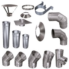 Ofenrohr Edelstahl 80-200mm 0,5mm Rauchrohr Kaminrohr Abgasrohr Regenhut Bogen