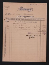 BÜNDE, Rechnung 1891, F. W. Eggersmann Zinkbleche Bandeisen Eisendraht