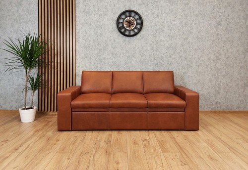 Braunes echtleder 3er sofa - 3er,