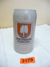 3179.      Alter Steingut Bierkrug Spaten München  Bierkrug 1 L
