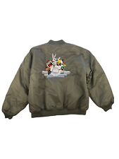 RARE Vintage 90s Warner Bros Looney Tunes XL Embroidered Bomber Jacket Jacke