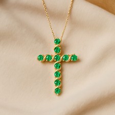 14K Gold Lab-Gepflegte Smaragd