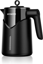 Wasserkocher Edelstahl - 2200W Schnellaufheizender Elektrisch 1,7 Liter, schwarz