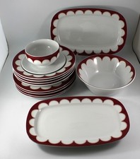 Schirnding Bavaria - Speiseservice für 4 Pers. 12 tlg.  Bordeauxrot, Gold