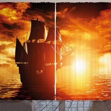Piratenschiff Rustikale Gardine Schiff Sonnenuntergang