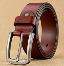 ✅Echt Büffel Gürtel Jeans Herren Massiv Schnalle Leder Gürtel Schwarz Braun 4 cm