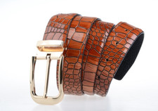 Eleganter Ledergürtel Herren Leder mit Krokodil-Design Schwarz / Braun