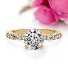 Gold Diamant Ring 18k Gelb Lab Grown Rund 1,6 Karat IGI-zertifiziert Größe...